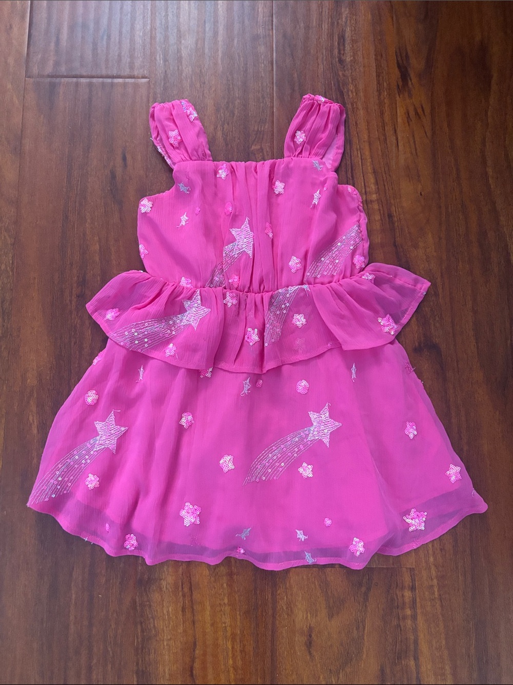 Hatley Pink Sparkle Star Peplum Dress